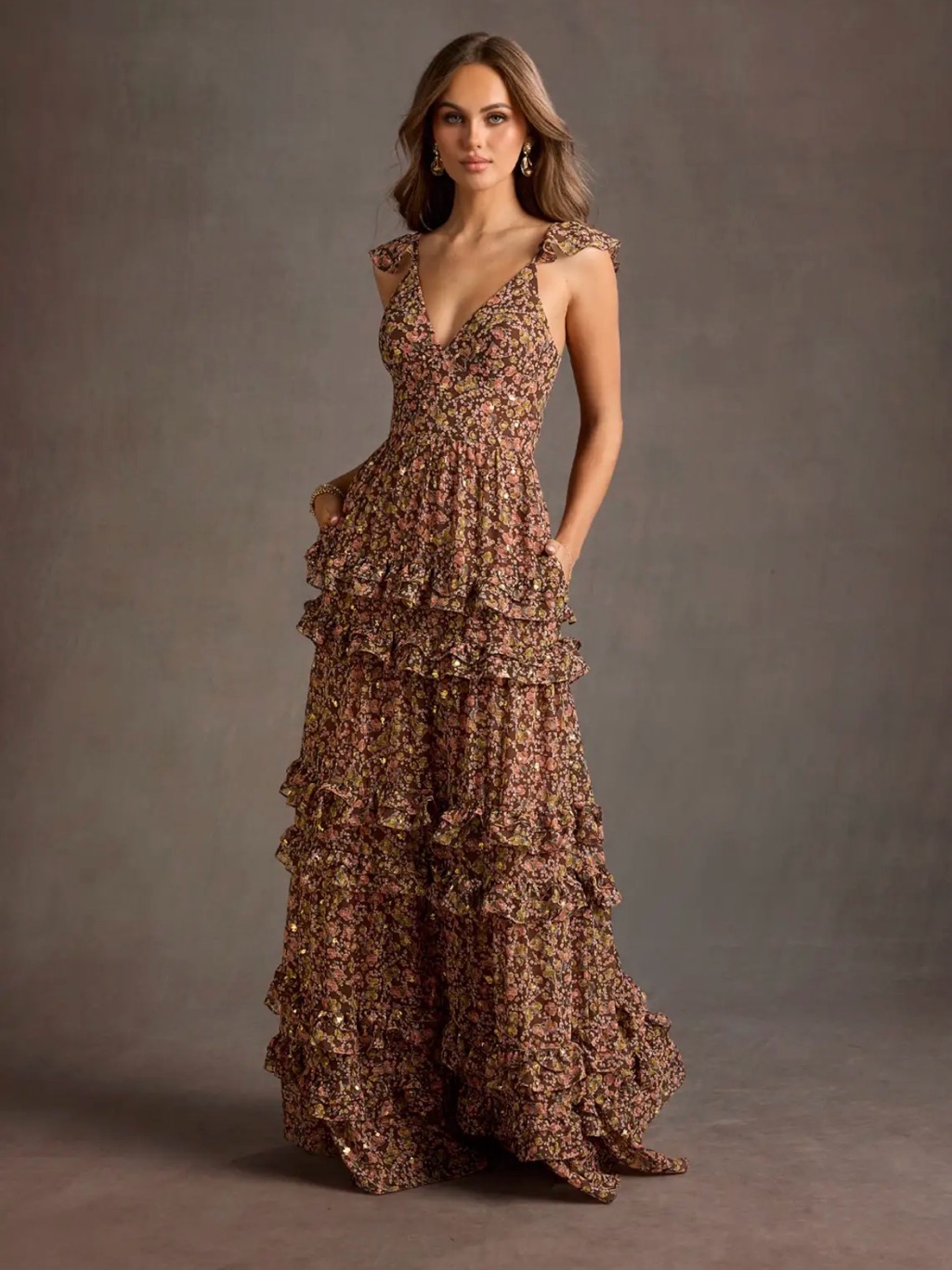 Azazie Shay Pink Floral Maxi Dress
